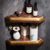 Yipan Black Walnut Style Double-Layer Bathroom Corner Shelf