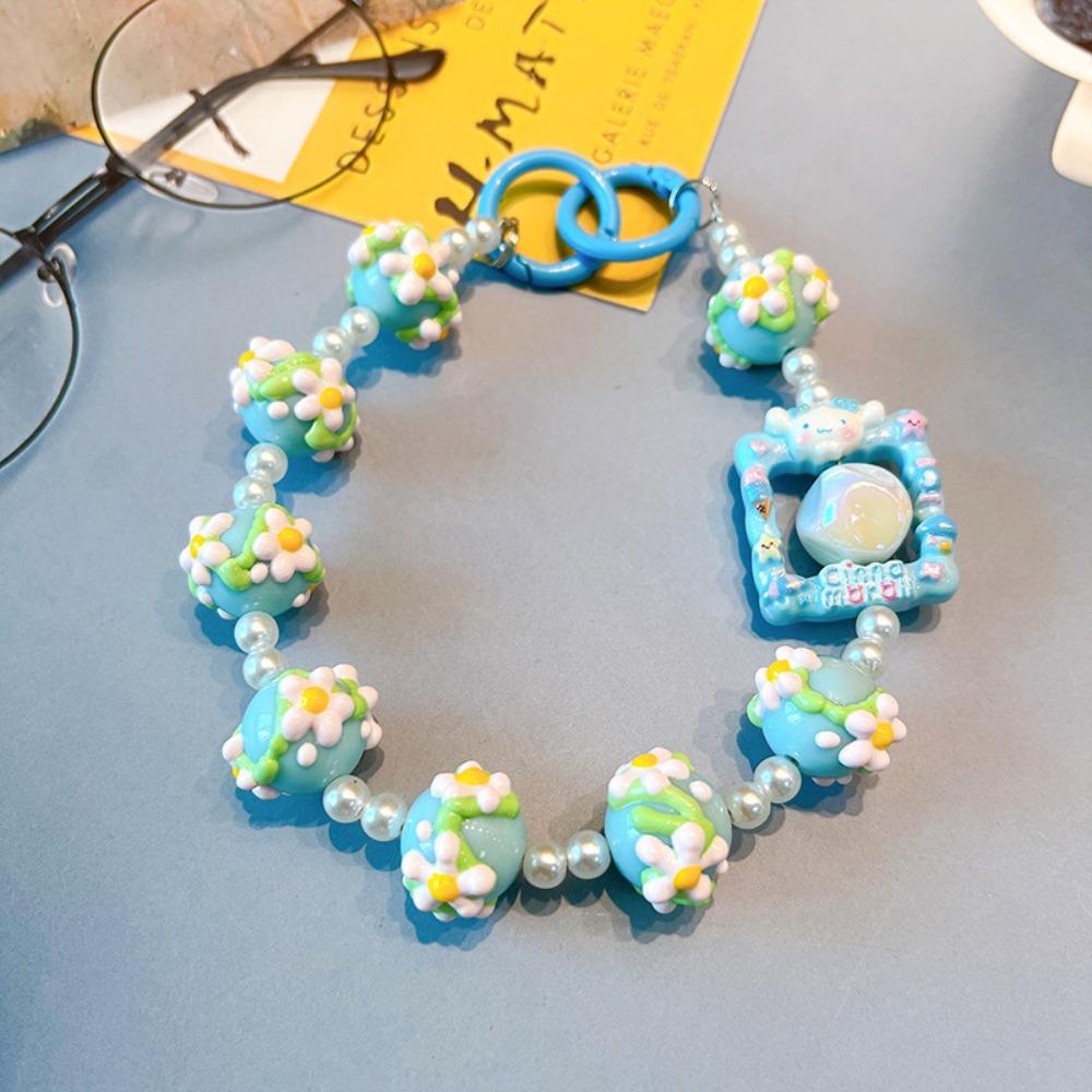 

Акриловий фото брелок з бісеру, барвистий подовжувальний ланцюг, мультяшний ремінець на зап ястя синій