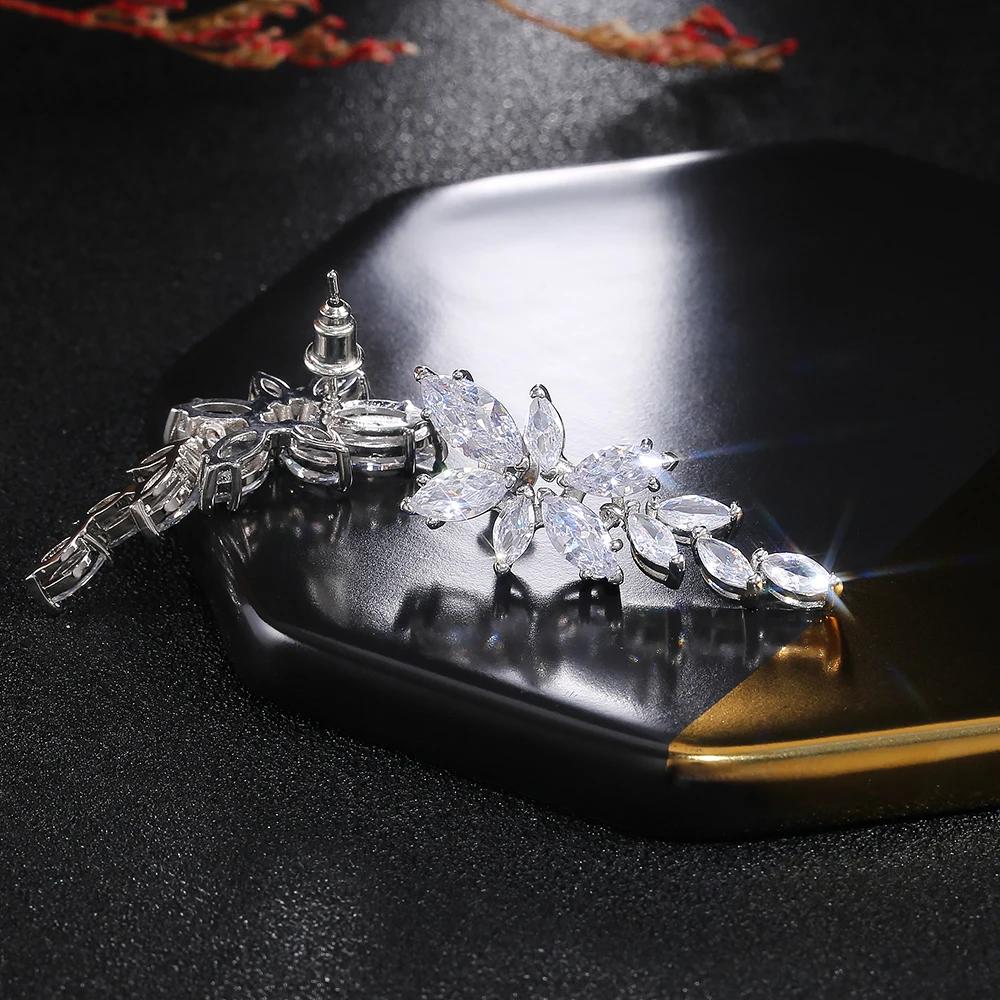 CAOSHI Stylish Wedding Jewelry Drop Earrings for Women Graceful Luxury Silver Color Bright Zirconia Pendant Accessories Gifts