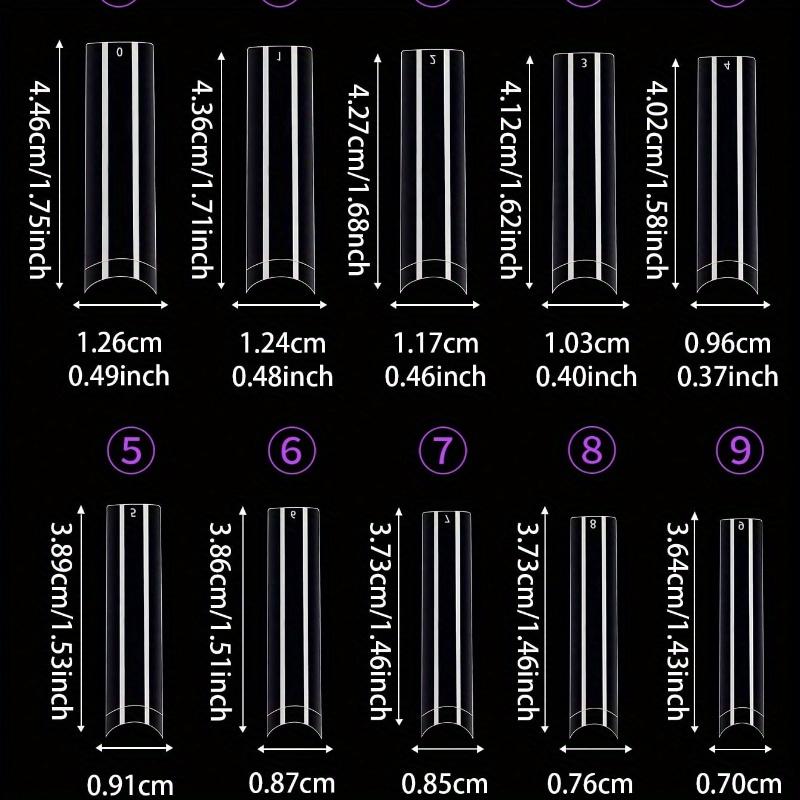 500pcs Clear Nail Tips for Acrylic Nails Professional, 3XL Extra Long Flat Tapered Square Nail Tips, 10 Sizes Half Cover Straight French Fake