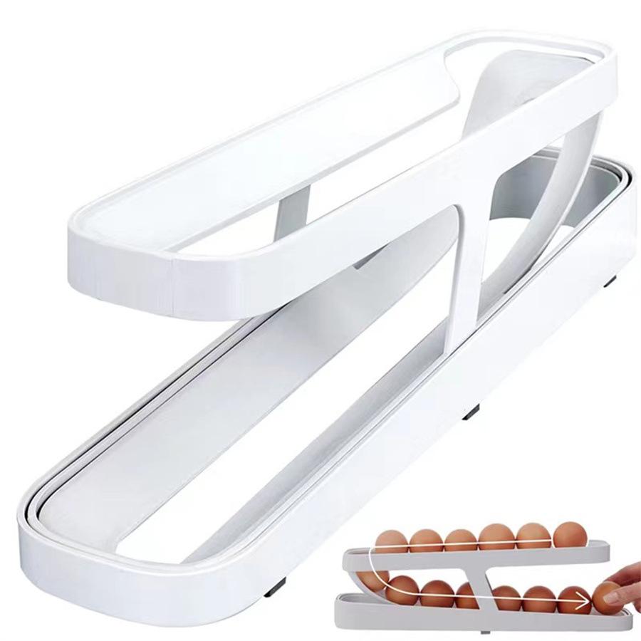 

Dispenser Refrigerator Egg Storage Box Double Layers Rolling Egg Automatic Scrolling Holder Household Large Capacity Organizer