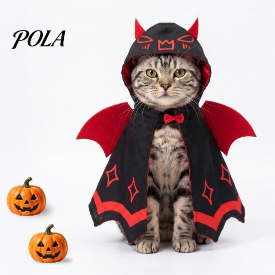 Wygodny Pelerynka dla Zwierząt Halloweenowa Peleryna Nietoperz dla Kota, Uroczy Diabełek ze Skrzydłami, Kostium Cosplay z Kapturem, Świąteczny dla Kotów Małych Psów, Ubranie na Imprezę Kostiumową Pies