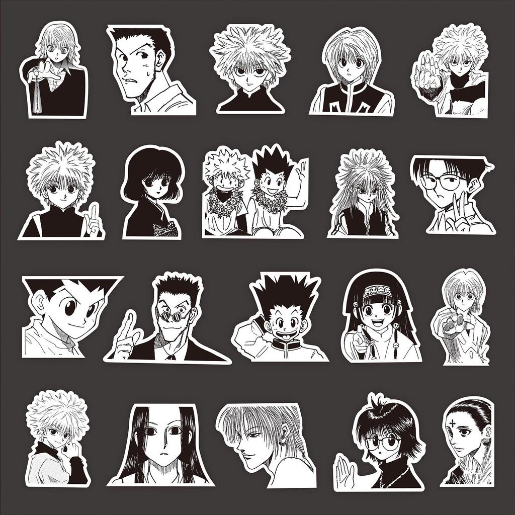 Hunter x Hunter Manga Stickers: Killua, Gon, Hisoka - B&W DIY Phone Decor