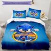 Sonic Adventure Design Bed Bedding Set 1 Duvet Cover + 2 Pillowcases Soft Breathable Household Bed Linens