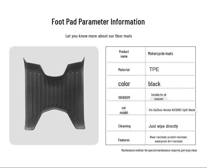 TPE Full-Coverage Waterproof Non-Slip Foot Pads for Wuyang-Honda SCR125 Motorcycles