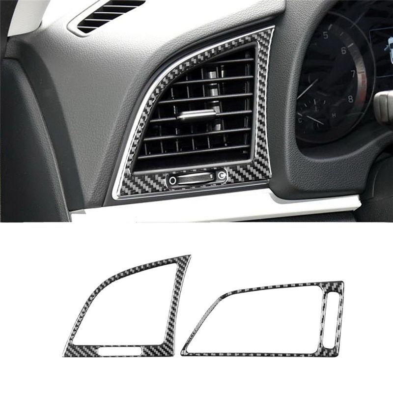 Soft Carbon Fiber For Hyundai Elantra 2017 2018 Car Dashboard Side Air Outlet Panel Cover Trim Parts