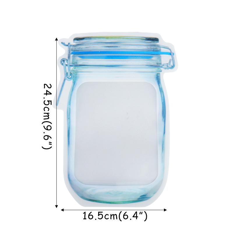 5pcs Mason Jar Bottles Bags Nuts Candy Cookies Bag Reusable Seal Fresh Food Storage Bag Snacks Ziplock Bags Kitchen Organizer