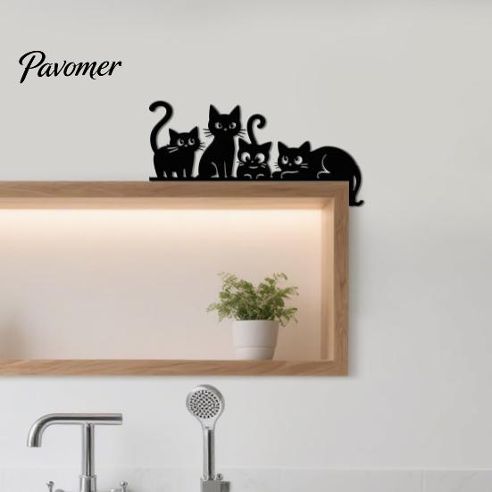 Unique Wall Art for Home Metal Cat Door Topper, Cute Cats Frame Decor, Black Art, Modern Farmhouse Hanging Minimalist Decoration Living Room