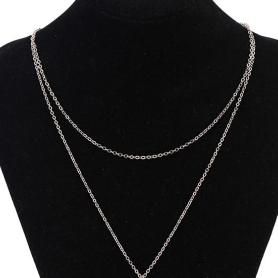 Necklace Simple Wear-resistant Women Double Layer Faux Pearl Pendant Chain for Party