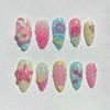24 Pcs Summer Macaron Color 3D Detachable Drip Glue Nails – Colorful, Wearable Nail Art