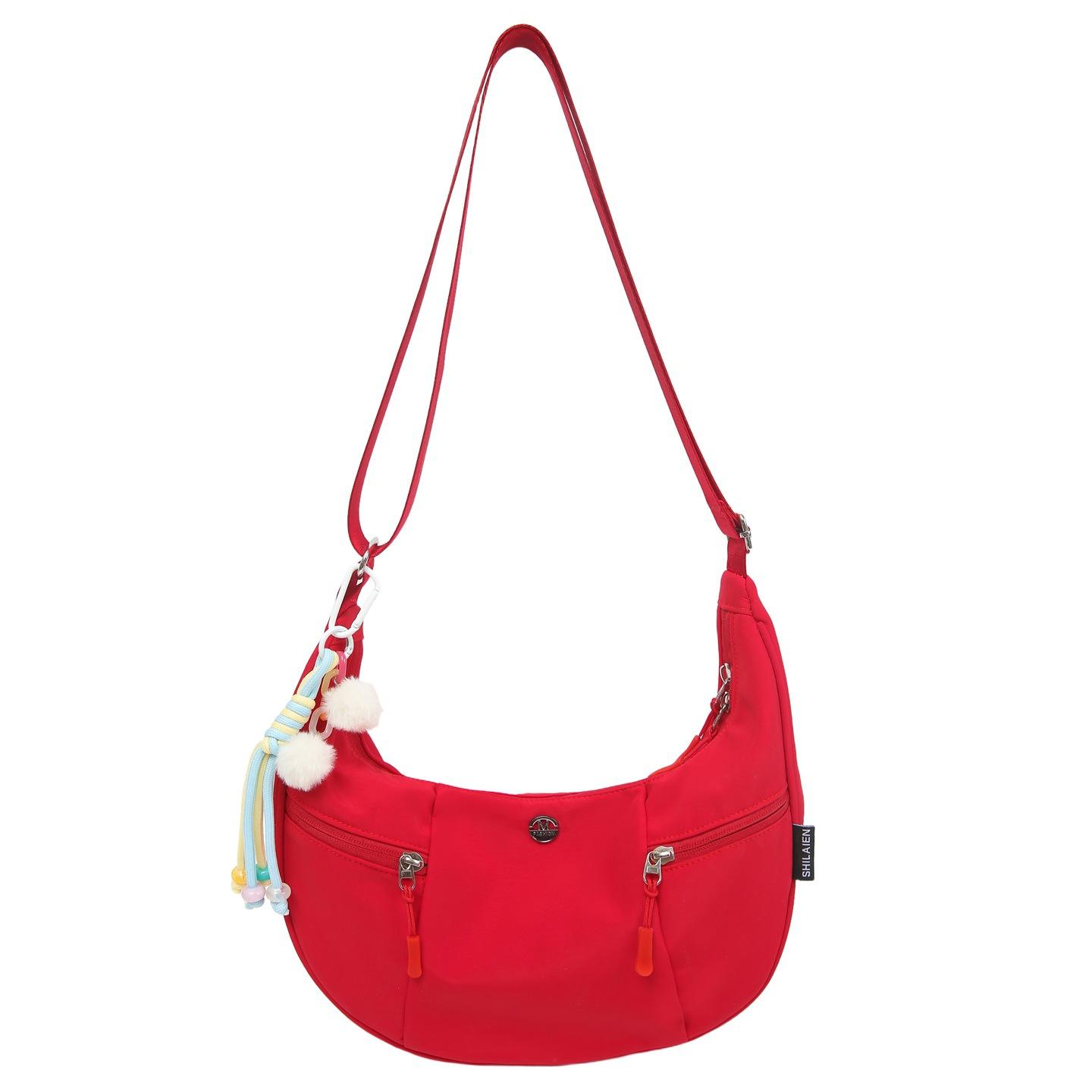 

Повседневная, Легкая, Вместительная, Модная, Спортивная, Универсальная сумка через плечо кроссбоди для круассанов и пельменей One Size красный