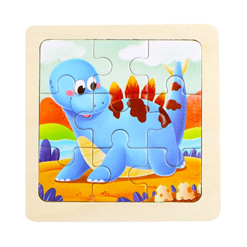 Small Children's 9-piece Wooden Plane Puzzle Cartoon Animation Puzzle Baby Educational Early Education Toy