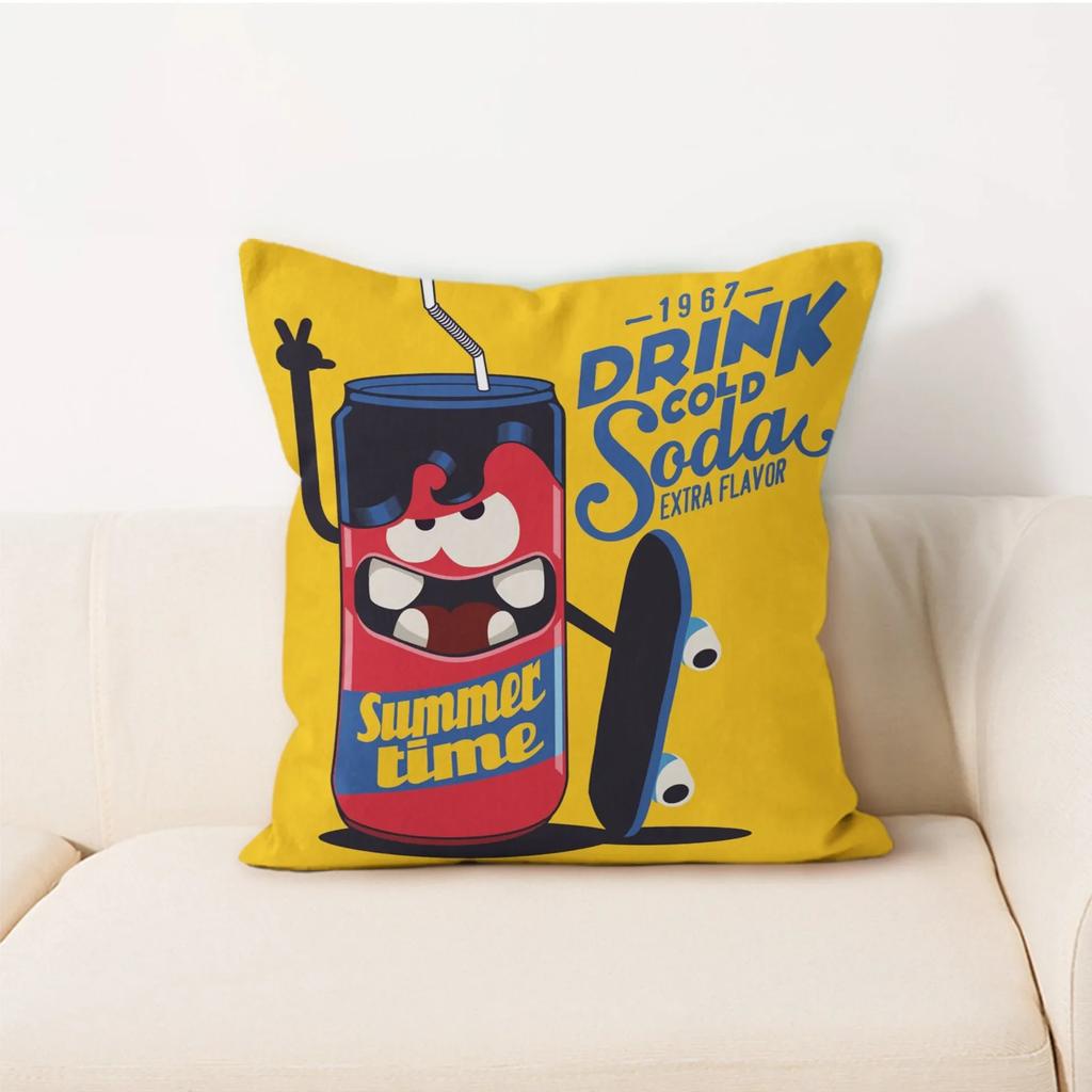 Einfache Heimdekoration Kissen Quadratische Auto Rückenlehne Cartoon Buchstaben Kissen Trendiger Kissenbezug