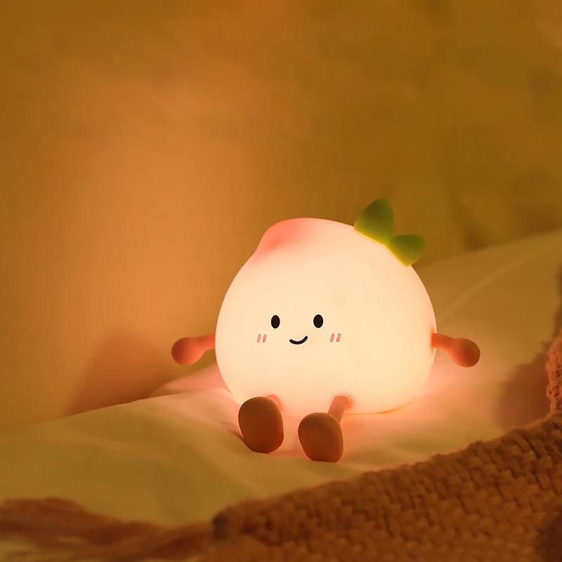 

Super Cute Pistachio Night Light BPA Free Silicone Bedside Lamp Usb Charging Dimmable Timer BedroomTouch Nightlight Baby Gift