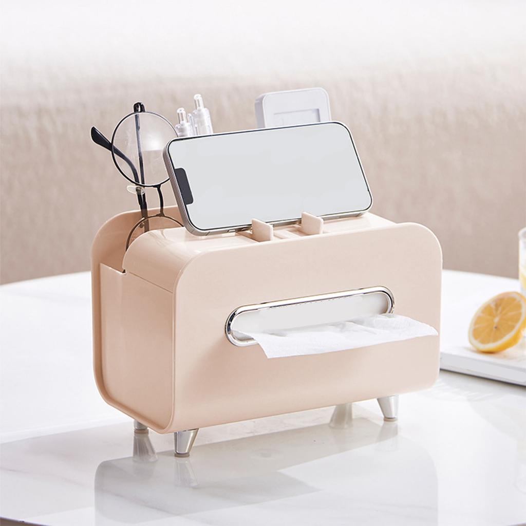 Cutie de șervețele de birou Multifuncțională, Distribuitor pentru depozitarea șervețelelor cu suport pentru telefon/telecomandă
