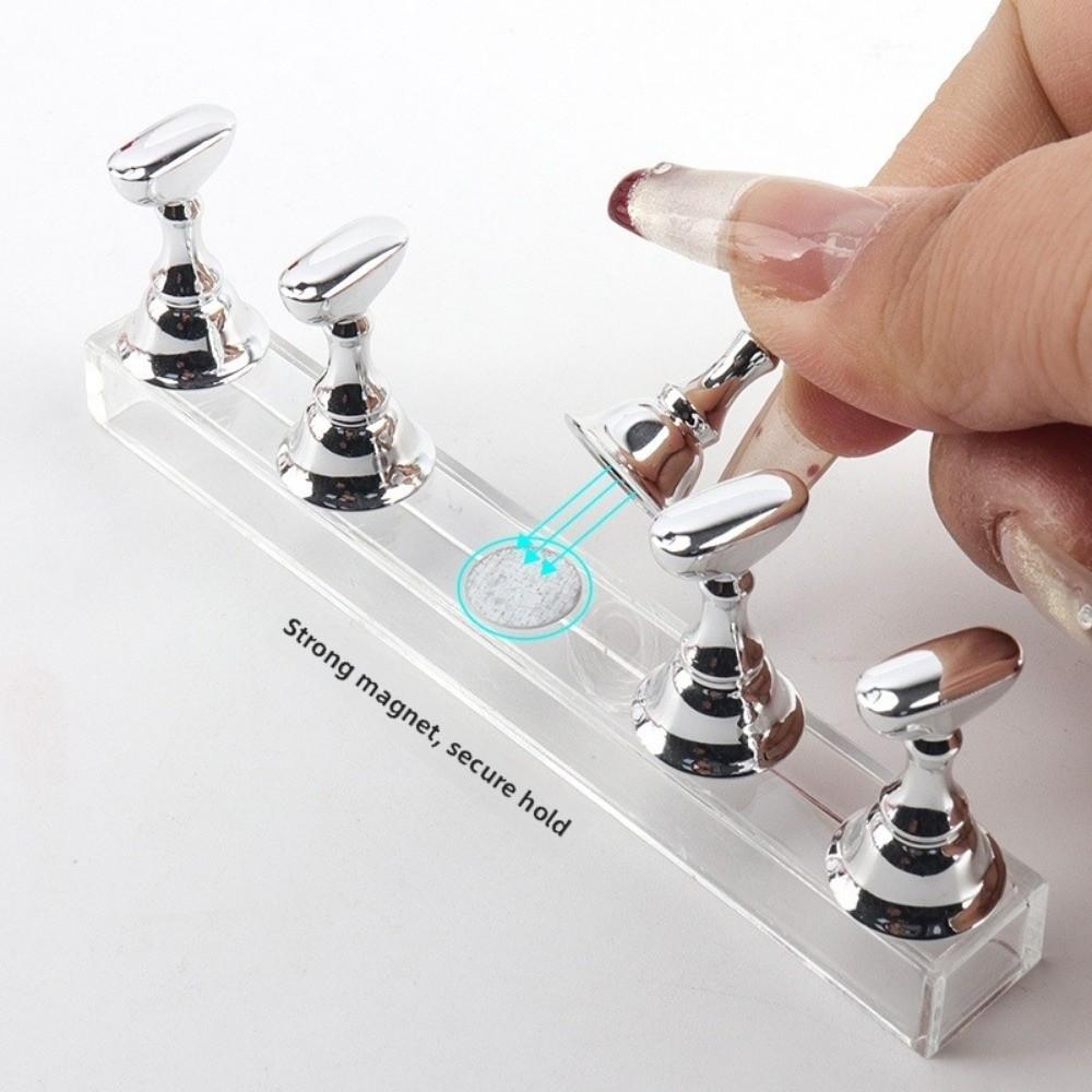 5Pcs Crystal Base Magnetic Nail Art Holder Reusable Nail Art Display Stand Nail Artists