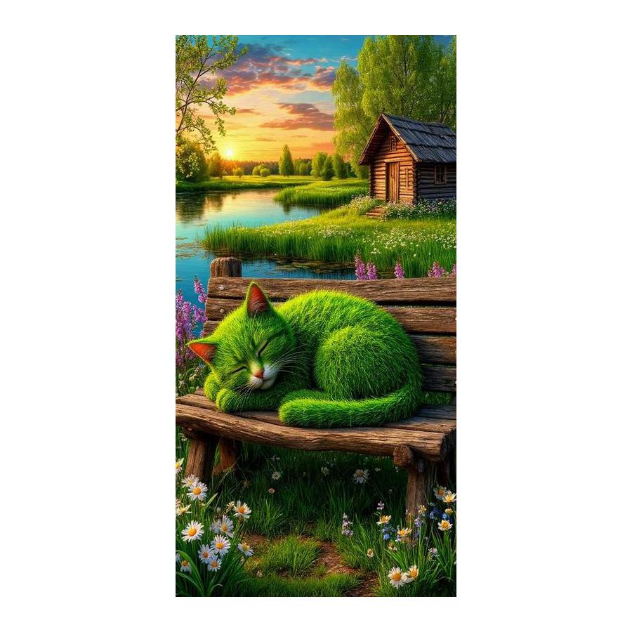 Sunset House Cat Sleeping Diamond Painting New Collection Large Size Animal Diy Full Square Round Drill Rhinestone Embroidery Mosaic Cross Stitch Kits