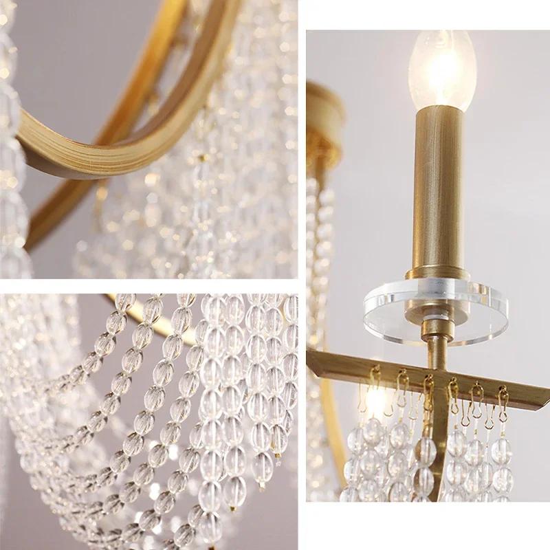 American luxury candle pendant light romantic crystal pendant light villa restaurant bedroom home decoration lamps and lanterns