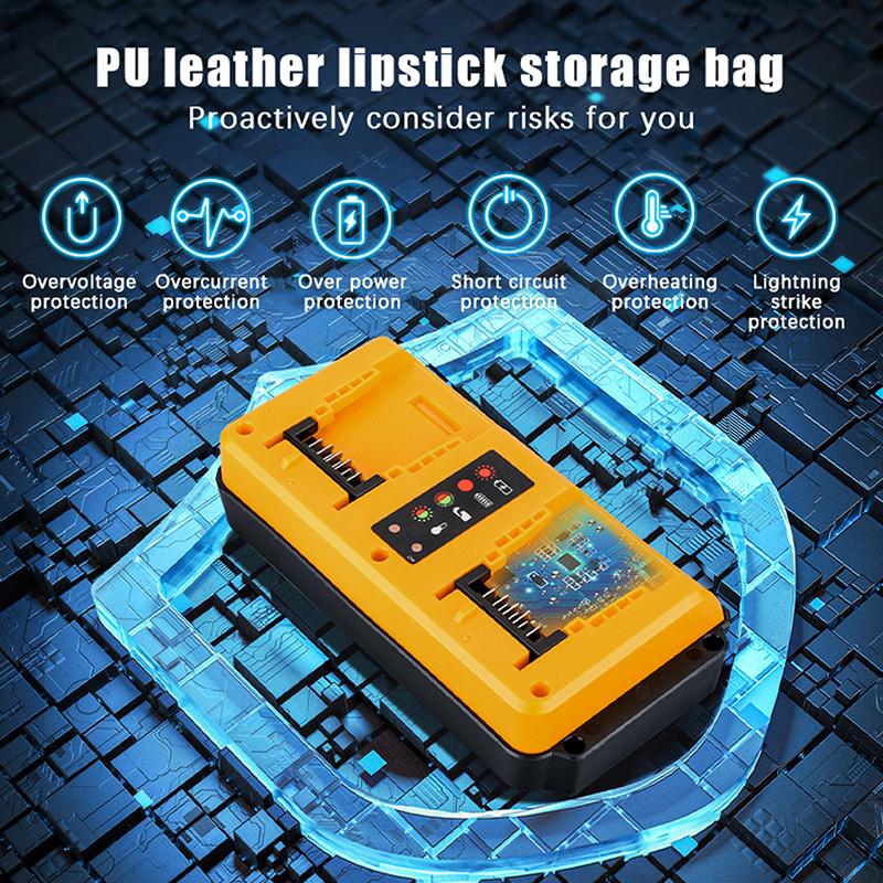Portable Dual Port Charger Eu/Us Fast Charge Adapter For Dewalt 18-20V Lithium Battery Dcb202 Dcb204 Dcb205 Dcb206 Dcb207 Dcb203