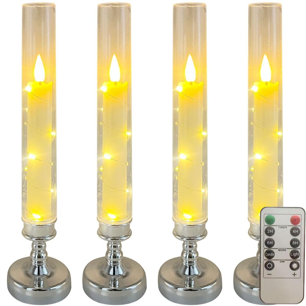 Luminous Flameless Candle Lamp Flickering LED Taper Candles Atmosphere Light  Wedding Party Decor