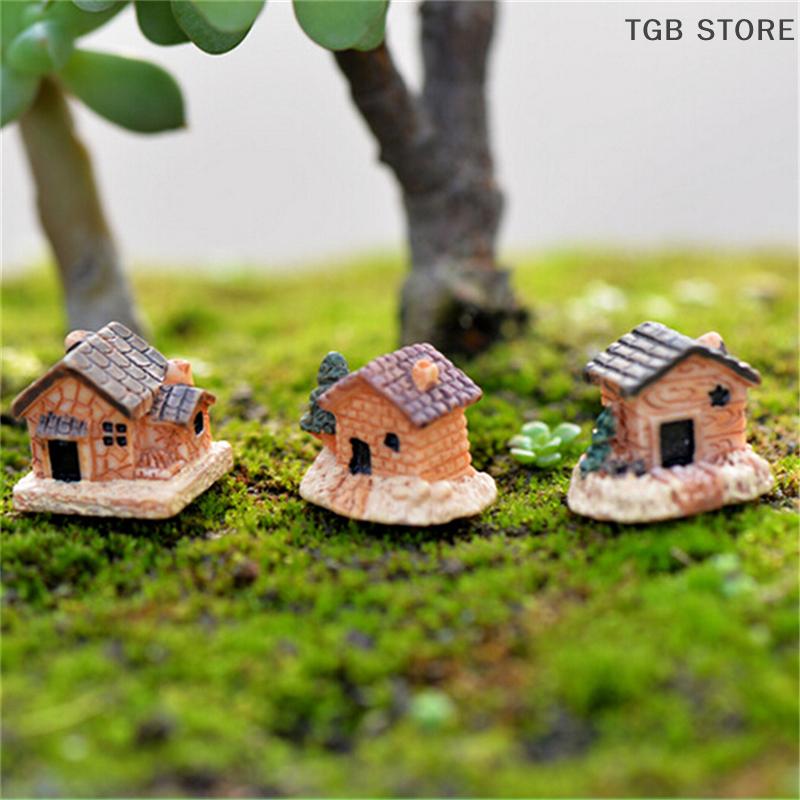 3Pcs Resin Christmas Small Houses Decorations Micro Landscape Decoration Handicraft Gift Garden Ornaments