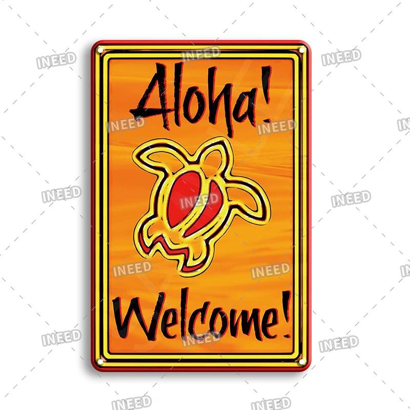 Funny Aloha Tiki Bar Tin Sign, Vintage Beach Bar, Pub Art, Wall Decor, Metal Plate, Retro Hawaii Beauty, Iron Painting Signs
