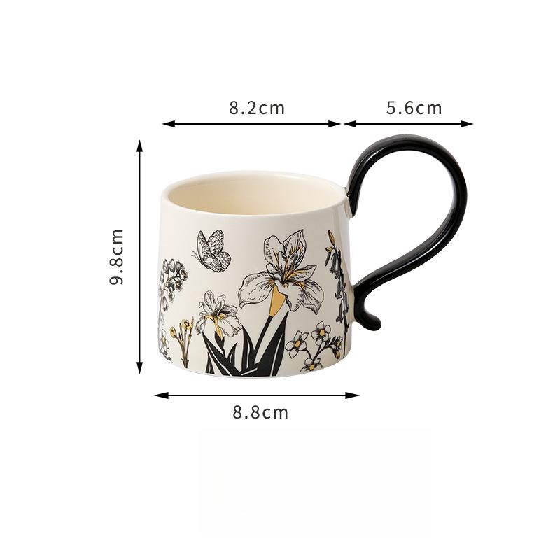 Medium Style Ceramic Coffee Cup Saucer Set One Cup One Saucer Coffee Cup Light Luxury High End Mug Gift Cup