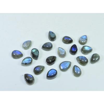 07X09MM Natural Labradorite Blue Fire Pear Cabochon Loose Gemstone 19Pcs Lot C-1113