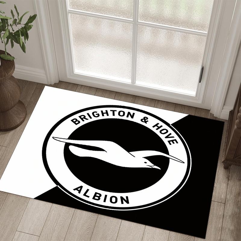Brighton & Hove Albion Football Design Crystal Velvet Carpet Cozy Non?Slip Printed Rug For Bedroom Living Room Entrance