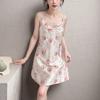 Ice and snow pajamas spring and summer women's sexy suspender vest nightdress thin swing neck print