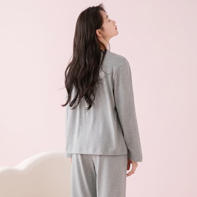 Fenteng Women's 100% Cotton Long Sleeve Fair Isle Pajama Set