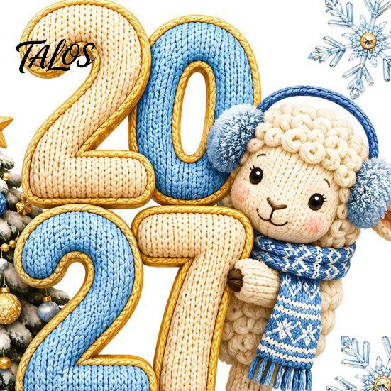 Waterproof Holiday Window Art Christmas Lamb Cling, 2027 New Year Russian Static Sticker with Knit Texture for Party Supplies Decoration, PVC