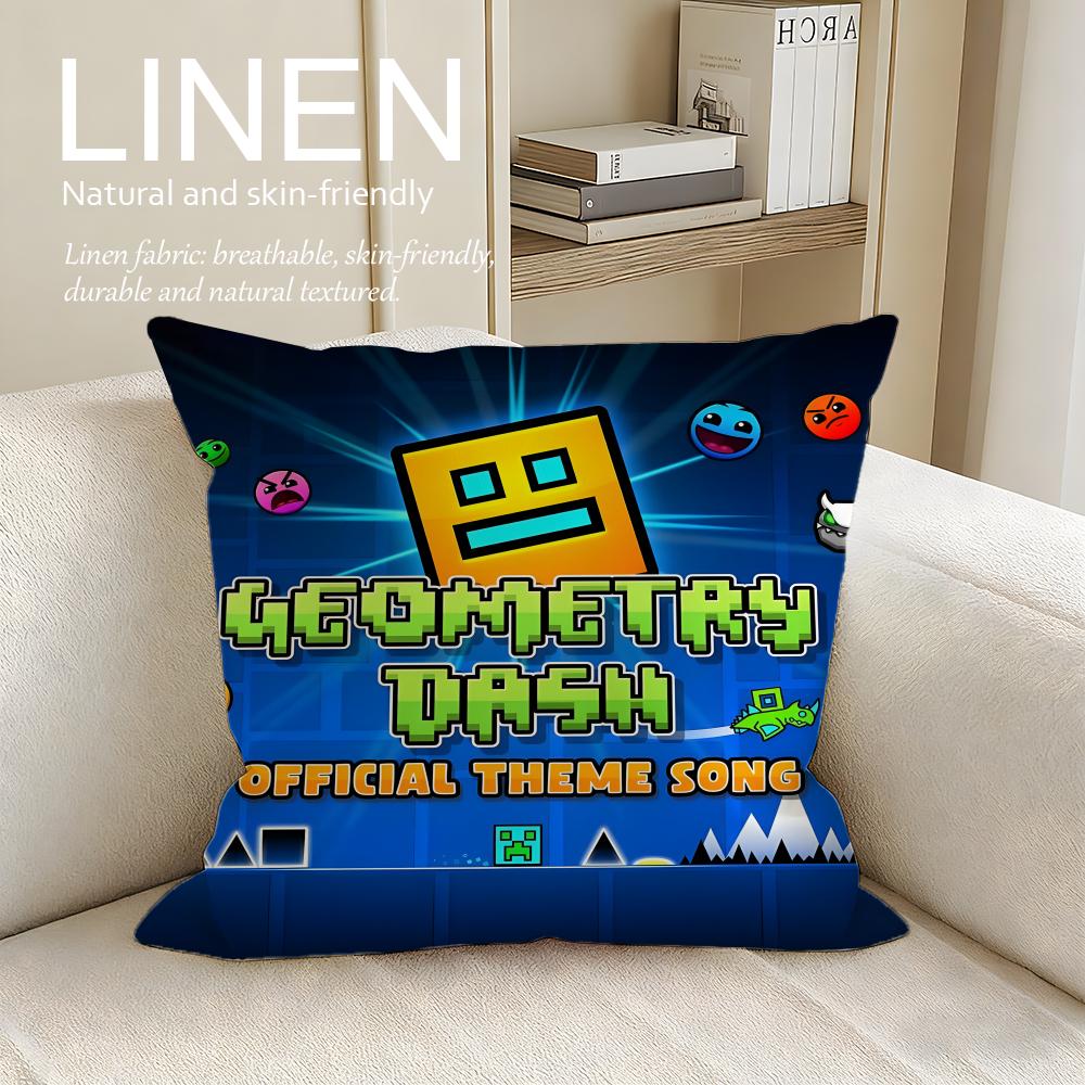 Game Cartoon GGeometry Dash Game Cushion Cover Pillowcase Set Pcs X X Breathable Washable Sofa Cushion Cover