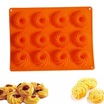 12 Rovnomerné sušienky silikónová forma na pečenie Diy Cookie Tvar Whirlwind Čokoládová forma