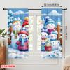 2pcs,2D Plane Printing Curtains&Window Treatment Snowman Family Winter Versatile Polyester Fabric (without Rod) Room Decor