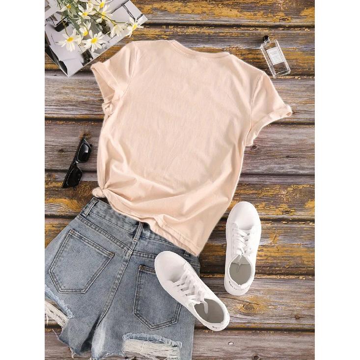 Spanish Letter Print Spring/summer Casual Wear T Round-neck Short-sleeve Sports Shirt T Women's T-shirt