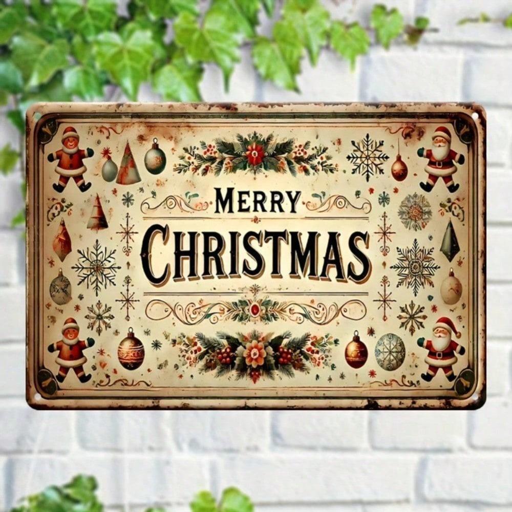 

Vintage Santa Claus Metal Tin Sign Wall Art Christmas Rustic Holiday Decor Indoor Outdoor 11.9x7.9 Inch 2D Flat 20x30 різнокольоровий