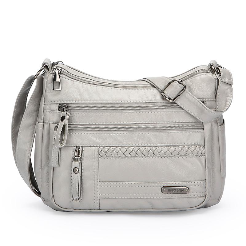 

Сумка через плечо для женщин среднего возраста, мягкая кожаная многослойная сумка через плечо, сумка для матери серый
