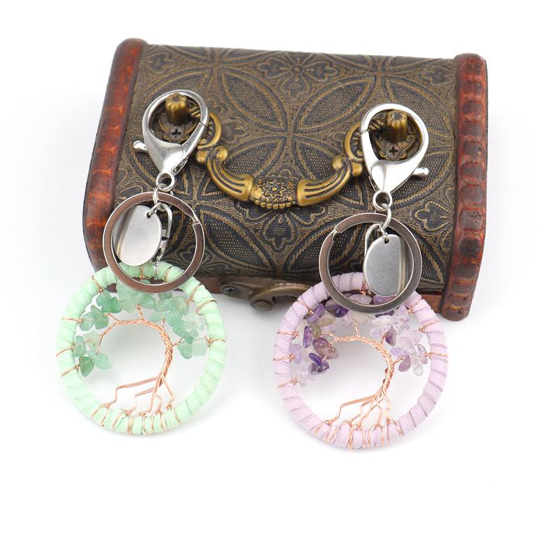 Creative Handmade Tree Of Life Pendant Key Pendant Leather Rope Keychain Jewelry Bag Pendant K12