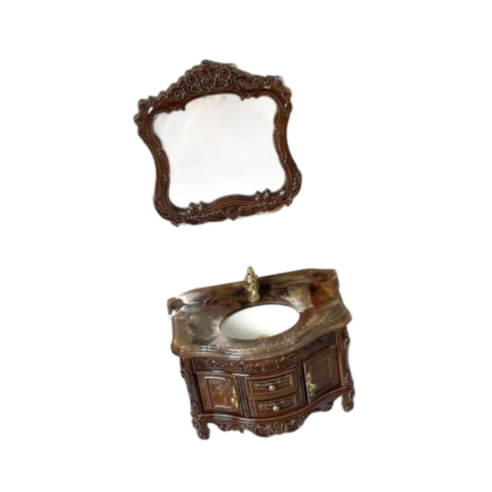 2 Pieces 1:12 Scale Bathroom Sink Models Pretend Play Toy Hobby Micro Landscape