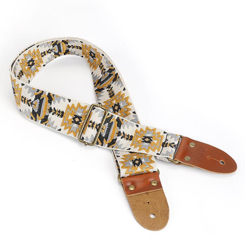 Guitar Strap, New Genuine Leather, PP Top Layer Cowhide, Thickened Leather Head Woven Ethnic Electric Guitar Bass, Stress Relieving
