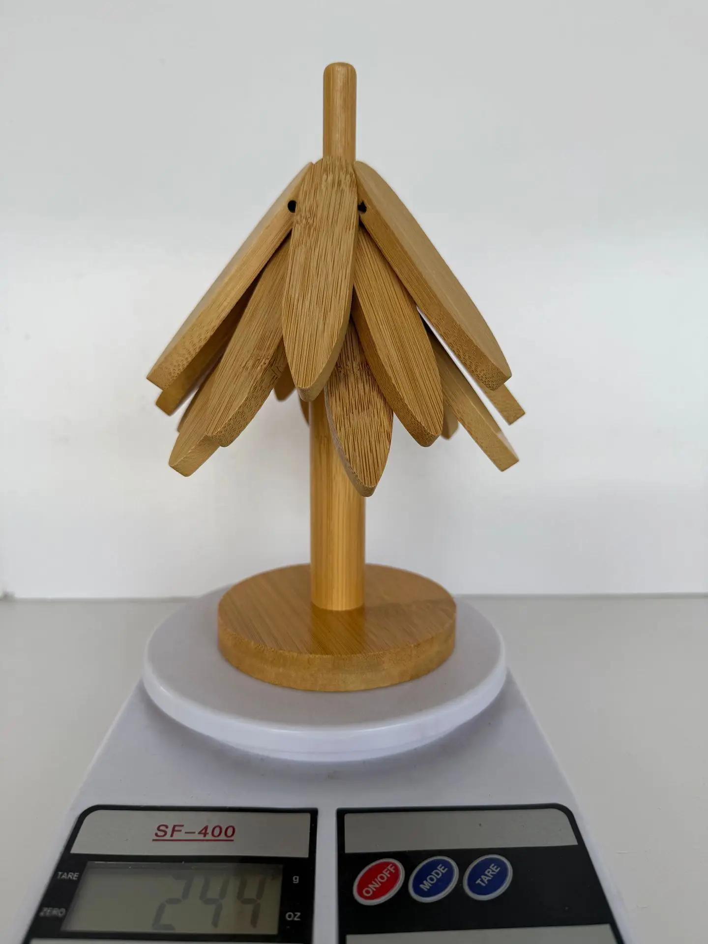 

Black Walnut Wooden Trivet for Hot Dishes Folding Tree Shape Table Mat Heat Insulated Pad Set Coasters Anti-Scald Heat As shown