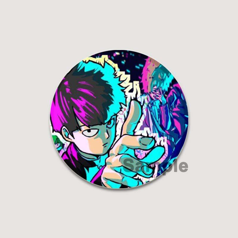 32/44/58mm Japanese Anime Mob Psycho 100 Badges On Backpack Accessories Lapel Pins Cartoon Brooches for Clothes Bag Decor Fans Gifts