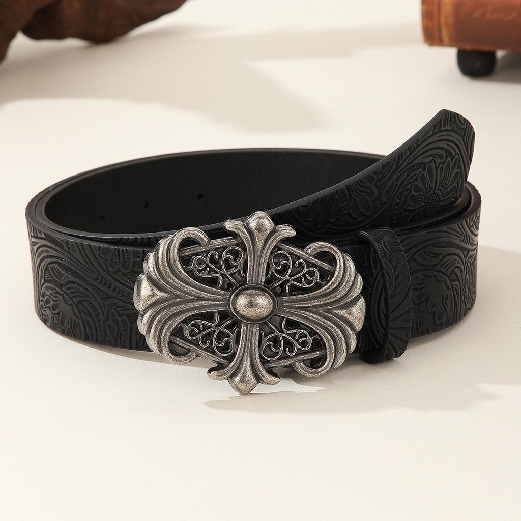 Cintura da Donna Boho con Fibbia Intagliata Retrò - Fascia per Vita Jeans Unisex Stampata Trendy