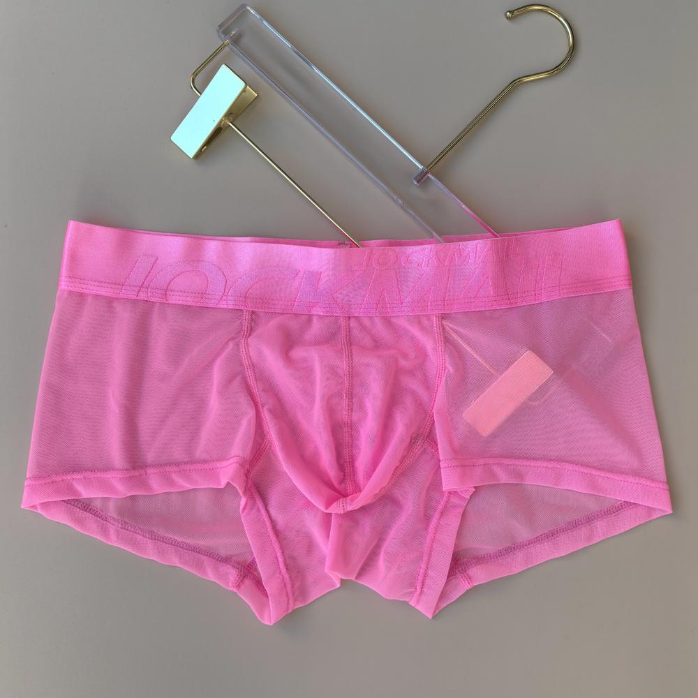 Boxer JOCKMAL da uomo, in mesh ultrasottile, traspirante, semi-trasparente, sexy, a vita bassa, tinta unita, casual, da indossare tutti i giorni, pantaloncini da allenamento
