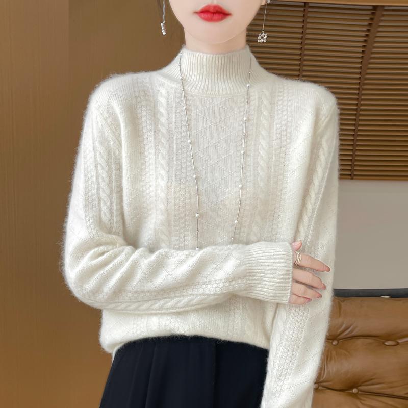 Women Sweater 100% Wool MODERN NEW SAGA Turtleneck Knit Pullover Thick Winter Jumpers Female Knit Tops