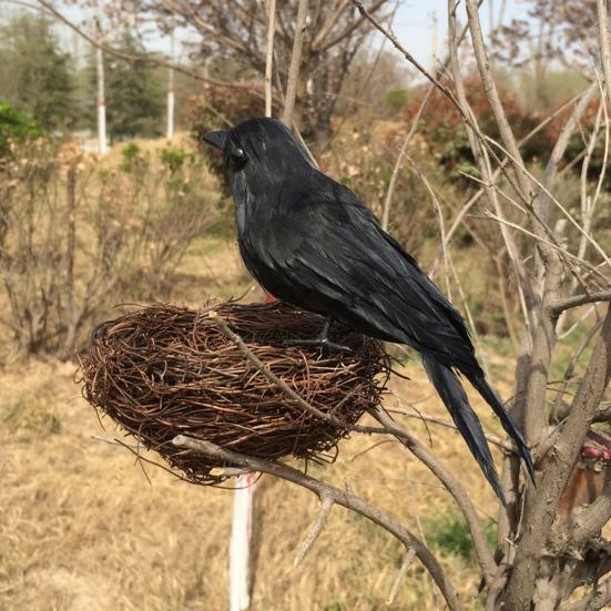 Halloween Crow Realistic Looking Super Soft Feather Black Feathered Crow Halloween Decor for Home