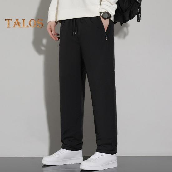 Zima Muži středního věku Kalhoty Zesílený fleece Stahovací šňůrka Pružný pas Velká velikost Udržování tepla Kapsy na zip Jednobarevné Teplé Sport Cestování Práce