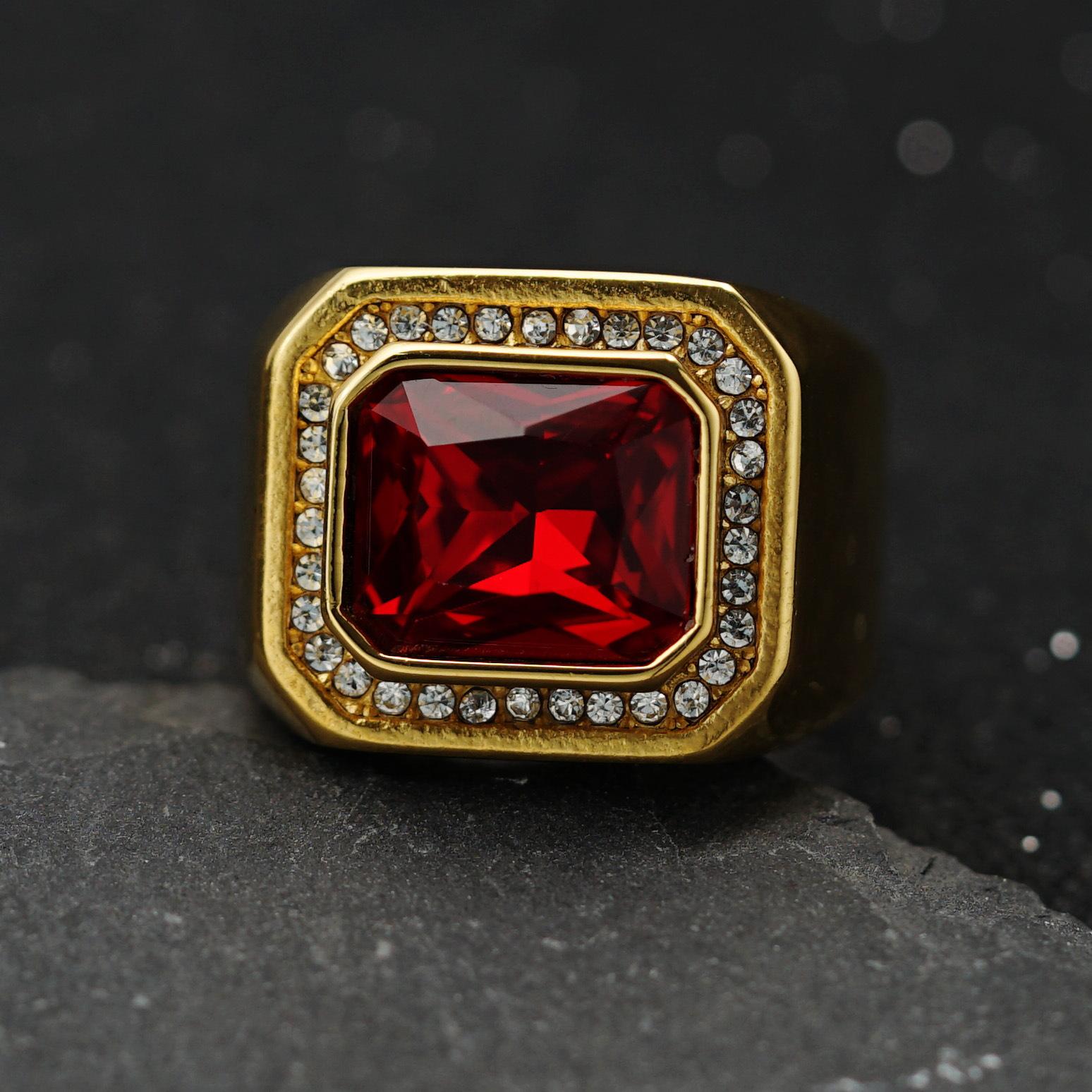 

New 316 Stainless Steel Full Diamond 3D Colorful Diamond Fashion Personality Gemstone Men s Ring 13No.