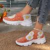 2025 Summer New Fly-woven Mesh Fashion Muffin Bottom Printing Casual Shoes Women